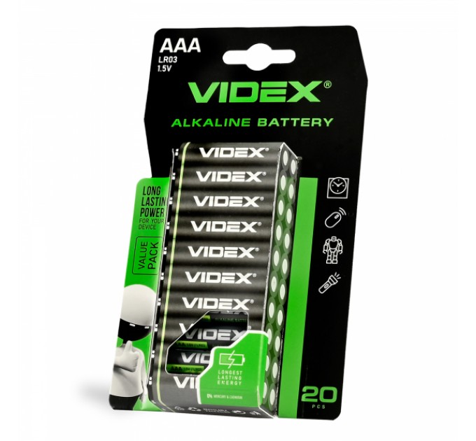 Батарейка лужна VIDEX LR03/AAA 20шт BLISTER