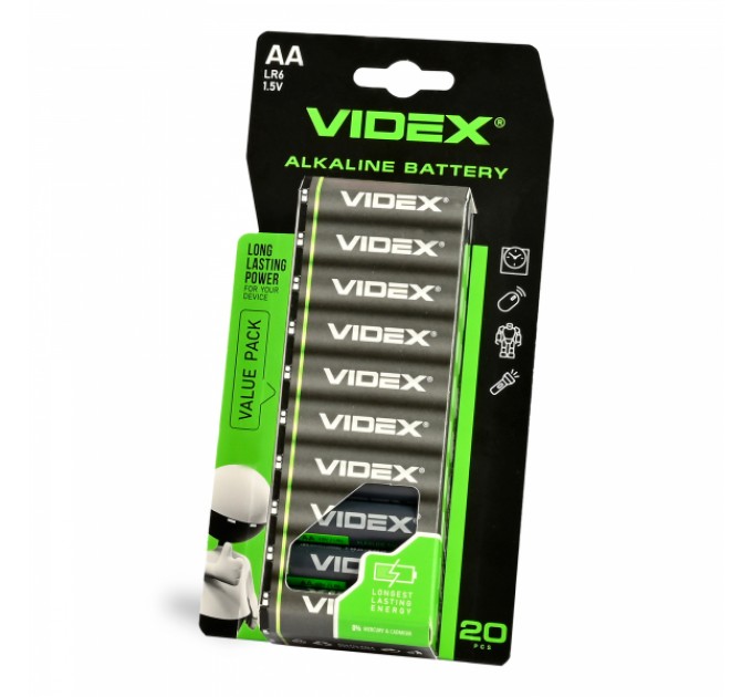 Батарейка лужна VIDEX LR6/AA 20шт BLISTER