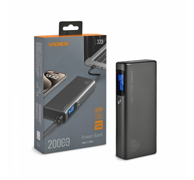 Павербанк 20000mAh VIDEX VPB-323 130W PD100W +Display