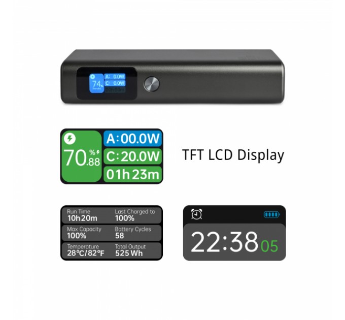 Павербанк 20000mAh VIDEX VPB-323 130W PD100W +Display