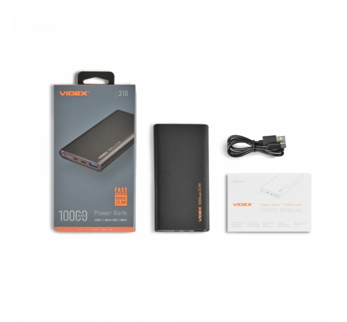 Павербанк 10000mAh VIDEX VPB-310 22.5W Black