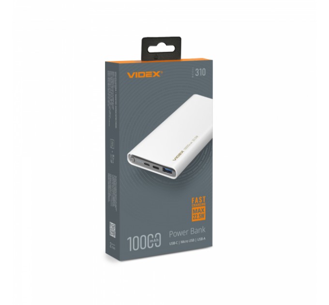 Павербанк 10000mAh VIDEX VPB-310 22.5W White