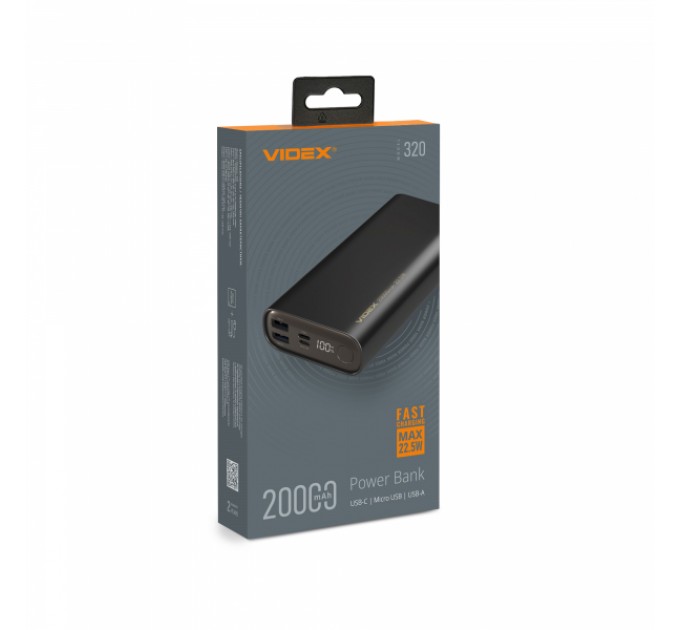 Павербанк 20000mAh VIDEX VPB-320 22.5W Black