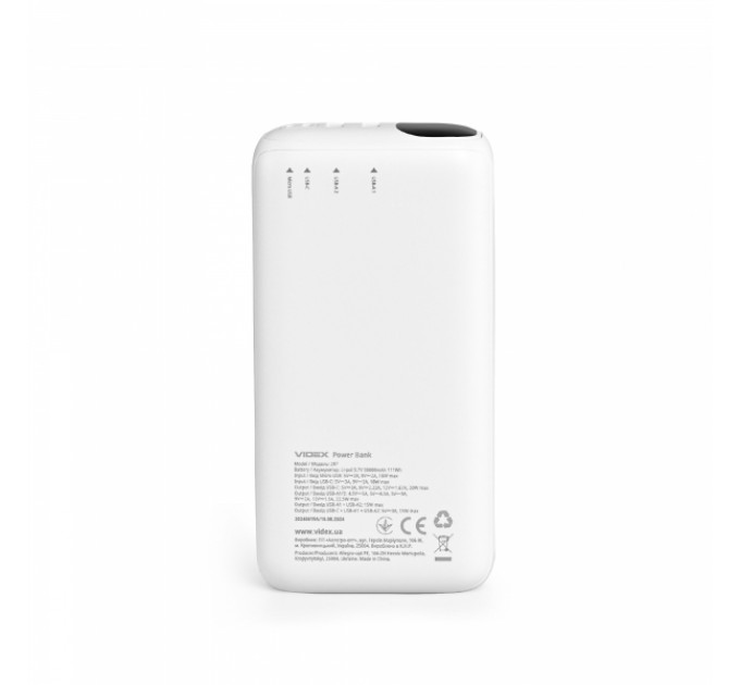 Павербанк 30000mAh VIDEX VPB-297 22.5W White