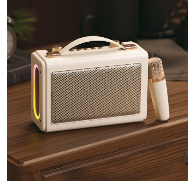 Портативна ретро колонка караоке HAVIT SK823BT 16W RGB Beige