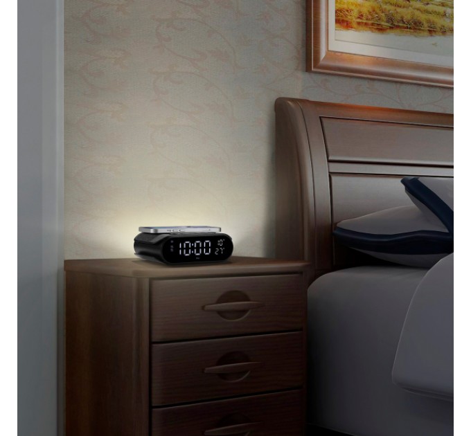 Бездротова зарядка з годинником HAVIT W3040 15W Black