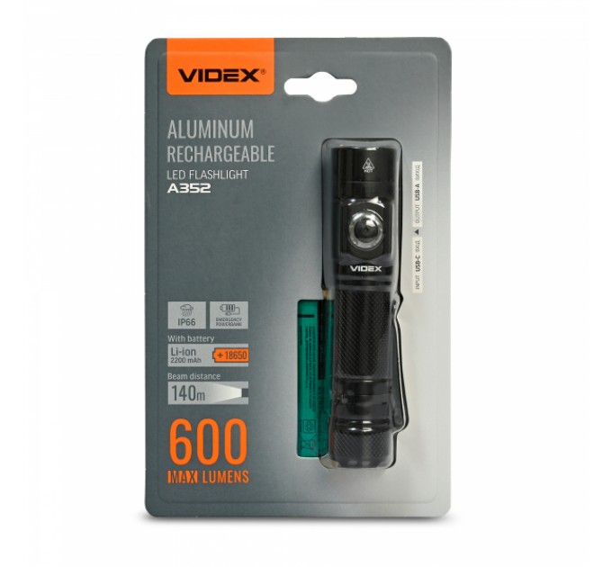 Портативний світлодіодний ліхтарик VIDEX VLF-A352 600Lm 5000K