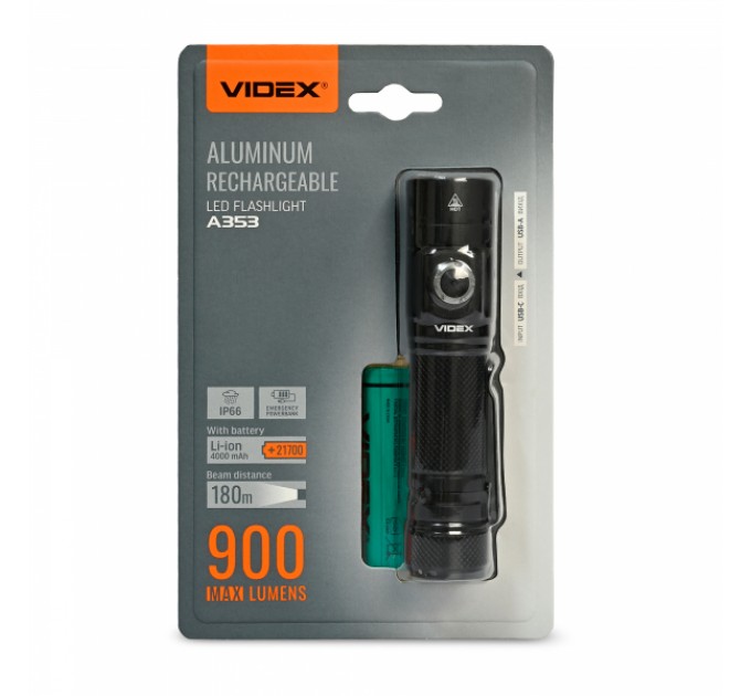 Портативний світлодіодний ліхтарик VIDEX VLF-A353 900Lm 5000K