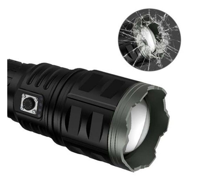 Фонарь AK138 WHITE LASER LED PM60-TG, 4х18650, power bank, индикация заряда, ЗУ Type-C, zoom, Box