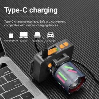 Фонарь налобный NIGHT VISION FLUORESCENCE WH-2111-TG, IPX44, Li-Ion аккум., ЗУ Type-C, zoom, Box