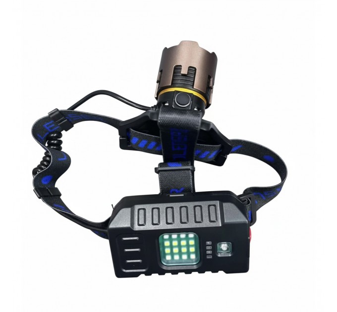 Фонарь налобный A50-TG, Power Bank, 3x18650, ЗУ Type-C, zoom, Box