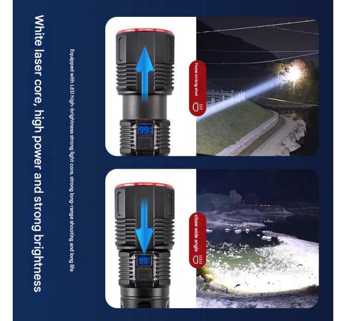 Фонарь 2211-TG, 3x18650, Powe Bank, ЗУ Type-C, zoom, Box