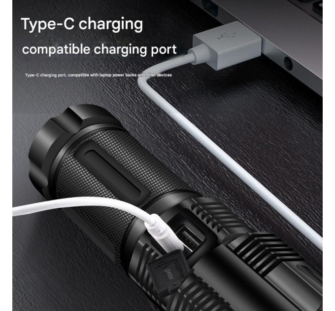 Фонарь 2211-TG, 3x18650, Powe Bank, ЗУ Type-C, zoom, Box