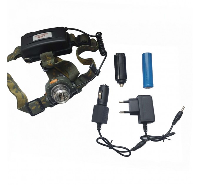 Фонарь налобный 6614-LM, Motion Sensor, ЗУ 220/12V, 1x18650