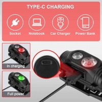 Фонарь налобный 6670-COB(White)+SMD(Red), ЗУ Type-C, 1x14500, Box