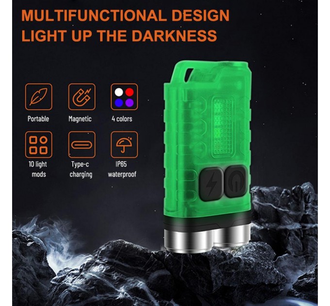Фонарь брелок S02/V3-2LM+4SMD(RGB), Li-Ion аккумулятор, ЗУ Type-C