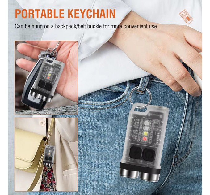 Фонарь брелок S02/V3-2LM+4SMD(RGB), Li-Ion аккумулятор, ЗУ Type-C