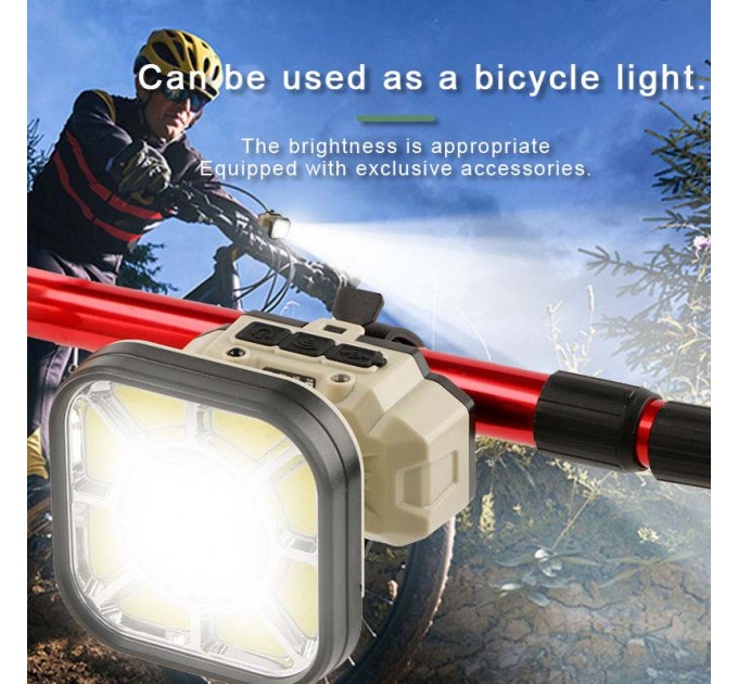 Фонарь налобный 826XS-XPE+8COB(White+Red), Motion Sensor, 1x18650, вело крепление, ЗУ Type-C, Box