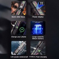 Фонарь NIGHT VISION FLUORESCENCE 530 WHITE LASER LED PM30-TG, Power Bank, 1x18650, ЗУ Type-C, zoom, Box