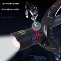 Фонарь налобный NIGHT VISION FLUORESCENCE CT012-3Q-TG, 3x18650, ЗУ Type-C, Power Bank, zoom, Box