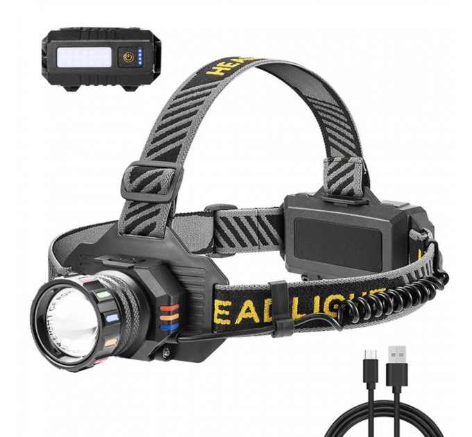 Фонарь налобный BL-T701C-TG, 2x18650, ЗУ Type-C, zoom, Box