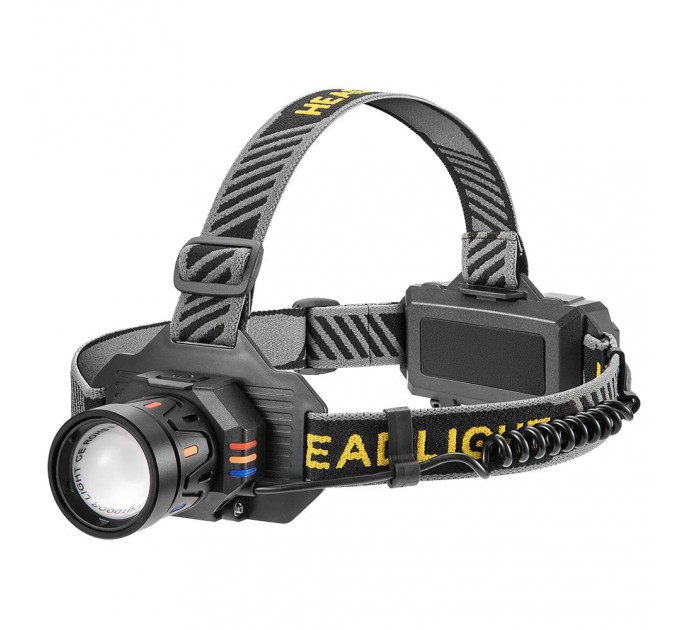 Фонарь налобный BL-T701B-TG, 2x18650, ЗУ Type-C, zoom, Box