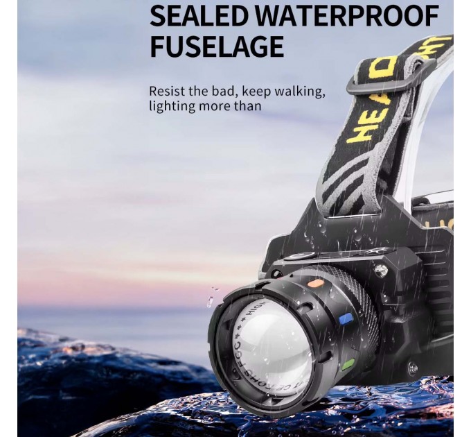 Фонарь налобный NIGHT VISION FLUORESCENCE BL-T701D-TG, Motion Sensor, 3x18650, Power Bank, ЗУ Type-C, zoom, Box