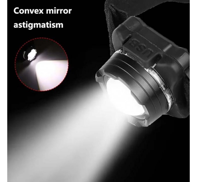 Фонарь налобный BL-F006-COB(White+Red), ЗУ Type-C, Li-Ion аккумулятор, Box