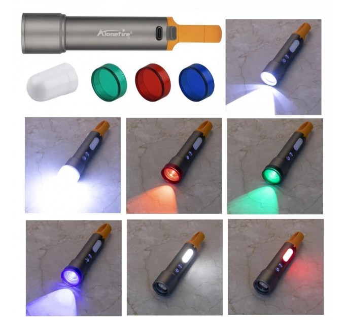 Фонарь CB-X723-TG+3LED, Li-Ion аккумулятор, 3 фильтра, ЗУ Type-C, zoom, Box