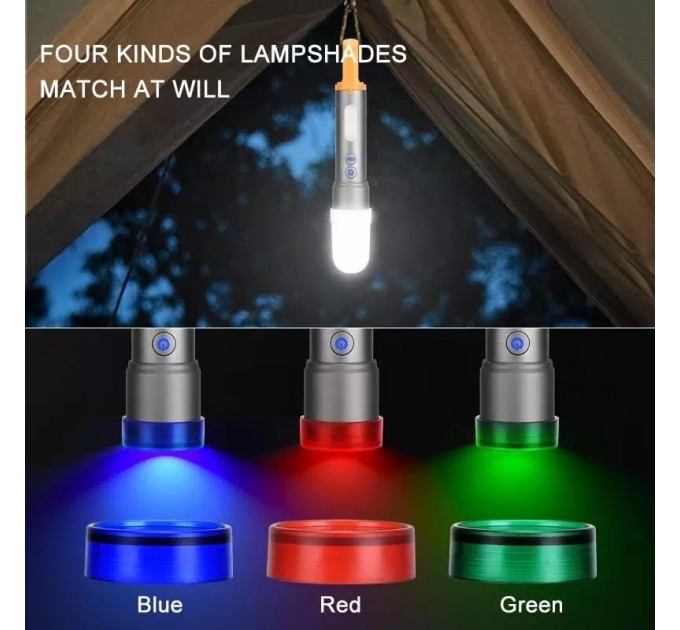 Фонарь CB-X723-TG+3LED, Li-Ion аккумулятор, 3 фильтра, ЗУ Type-C, zoom, Box