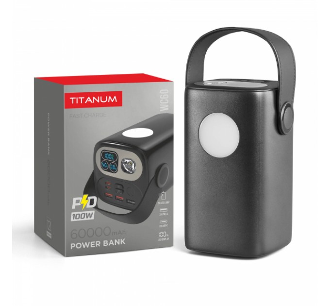 Павербанк 60000mAh TITANUM WC60 PD100W Black