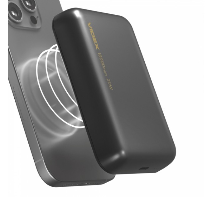 Повербанк з бездротовою зарядкою 10000mAh VIDEX VPB-W102 PD20W Grey