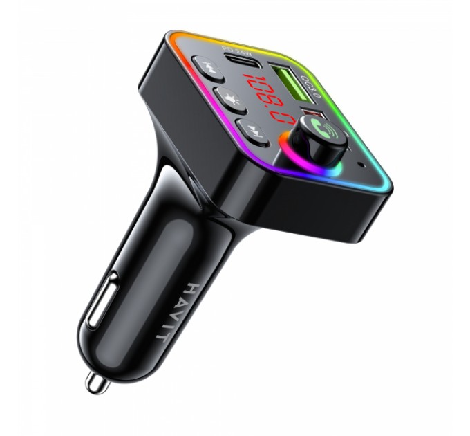 FM модулятор HAVIT HV-FM819BT USB-A+USB-C PD24W RGB Black