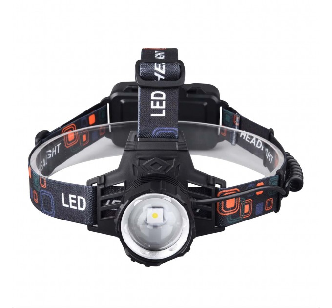 Фонарь налобный PLD-T116-PM30-TG, Power Bank, 3x18650, ЗУ Type-C, zoom, Box