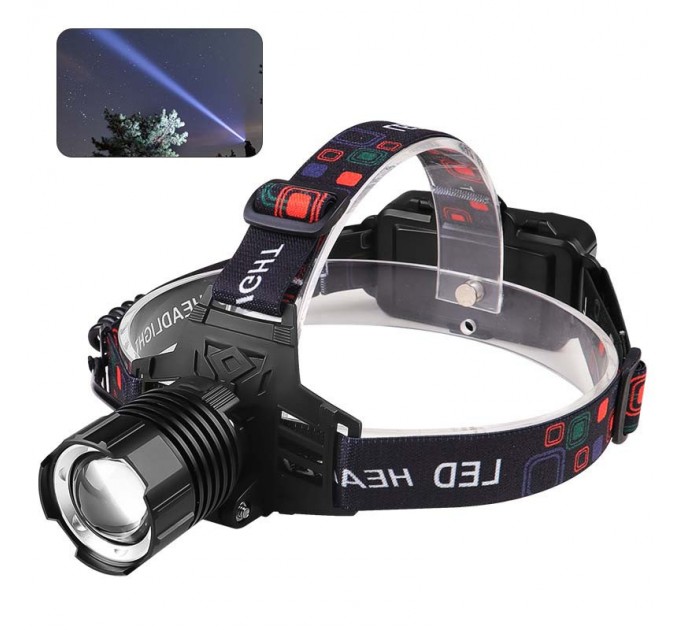 Фонарь налобный PLD-T116-PM30-TG, Power Bank, 3x18650, ЗУ Type-C, zoom, Box