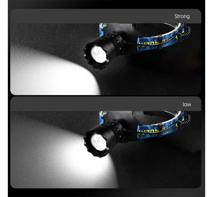 Фонарь налобный BL-25CC-P360, 3x18650, Power Bank, ЗУ Type-C, zoom, Box