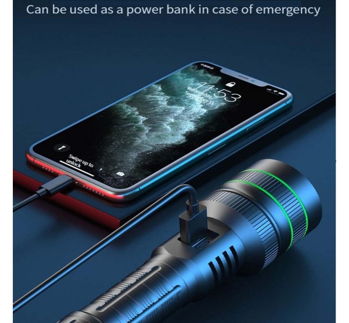 Фонарь BL-TK-X1-TG-60W, 1x26650, Power Bank, ЗУ Type-C, zoom, Box