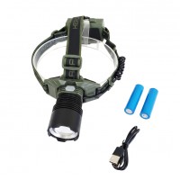Фонарь налобный CT023-TG, Power Bank, 2x18650, ЗУ Type-C
