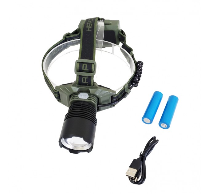 Фонарь налобный CT023-TG, Power Bank, 2x18650, ЗУ Type-C