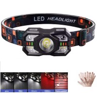 Фонарь налобный XS-09-LM+6SMD(WHITE+RED), Motion Sensor, Li-Ion аккум., ЗУ Type-C