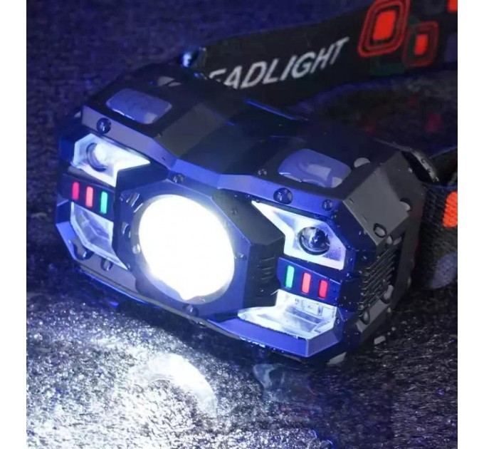 Фонарь налобный XS-09-LM+6SMD(WHITE+RED), Motion Sensor, Li-Ion аккум., ЗУ Type-C