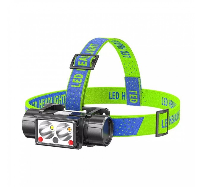 Фонарь налобный LG-07-LM(WHITE)+LM(YELLOW)+SMD(RED), Motion Sensor, Li-Ion аккум., ЗУ Type-C