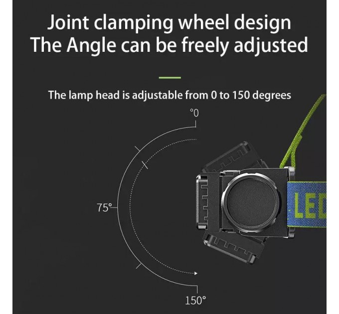 Фонарь налобный LG-07-LM(WHITE)+LM(YELLOW)+SMD(RED), Motion Sensor, Li-Ion аккум., ЗУ Type-C