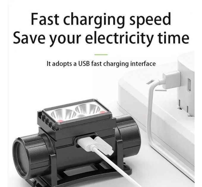 Фонарь налобный LG-07-LM(WHITE)+LM(YELLOW)+SMD(RED), Motion Sensor, Li-Ion аккум., ЗУ Type-C