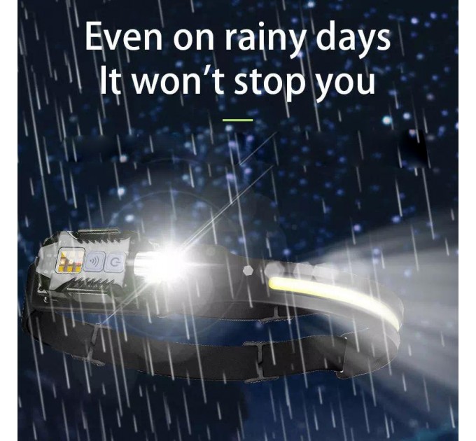 Фонарь налобный T-018-LM+COB, Li-Ion аккумулятор, ЗУ Type-C, магнит, Box