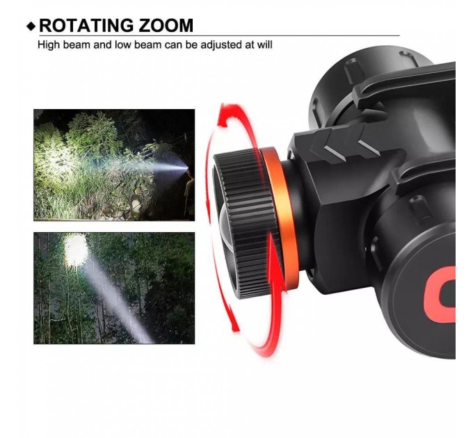 Фонарь налобный 5846-XPG, 1x16340, ЗУ Type-C, магнит, Box