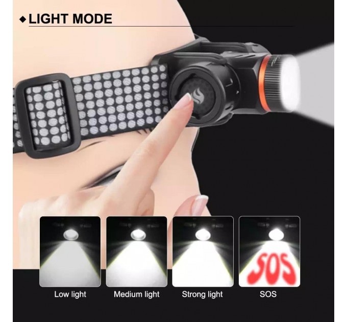 Фонарь налобный 5846-XPG, 1x16340, ЗУ Type-C, магнит, Box