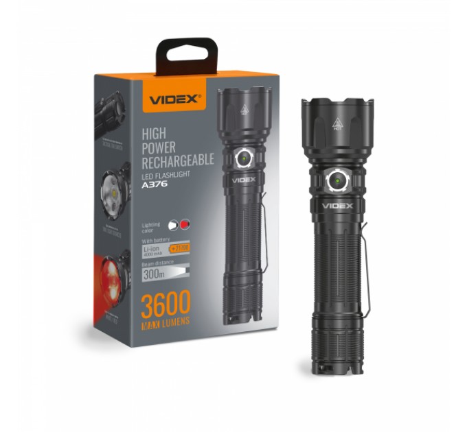 Портативний світлодіодний ліхтарик VIDEX VLF-A376 3600Lm 5000K