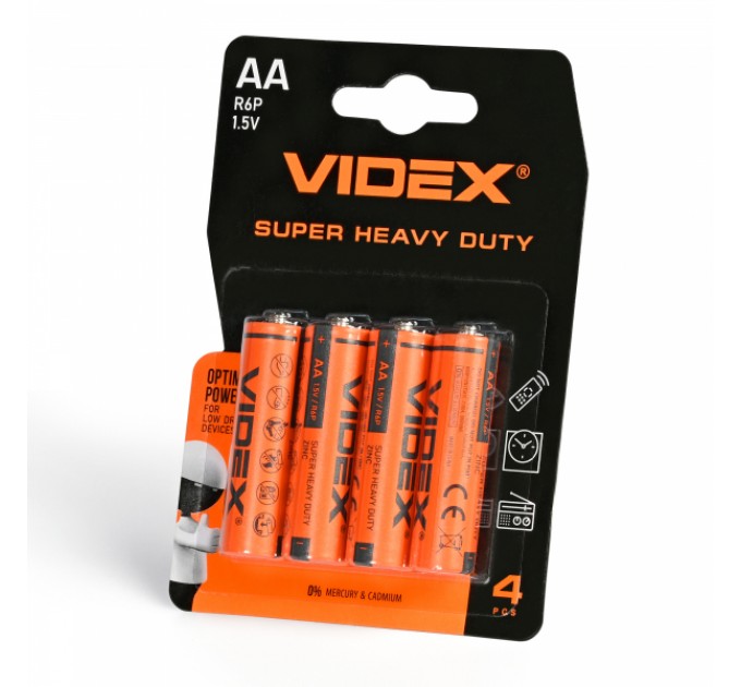 Батарейка сольова VIDEX R6P/AA 4шт BLISTER