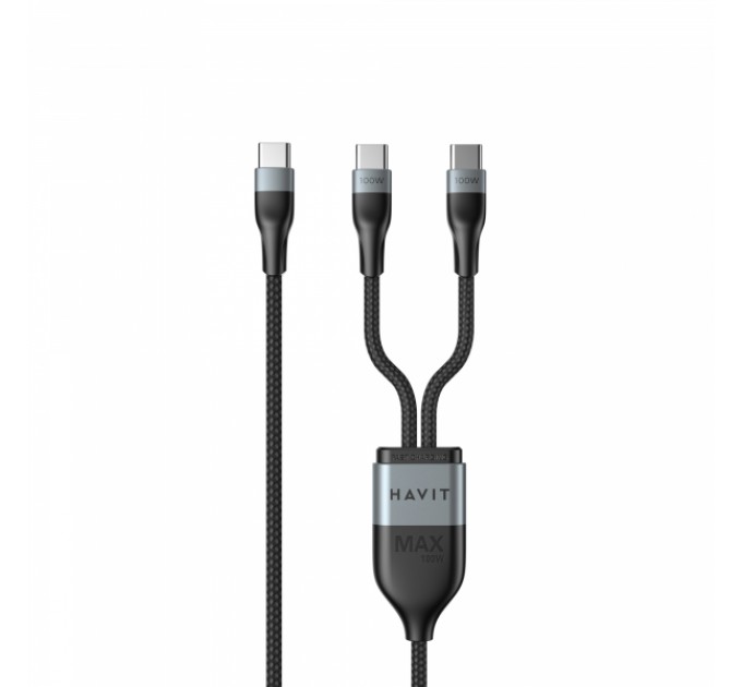 Кабель USB-C - USB-C + USB-C HAVIT HV-CB6325 PD100W 5A 1.2м